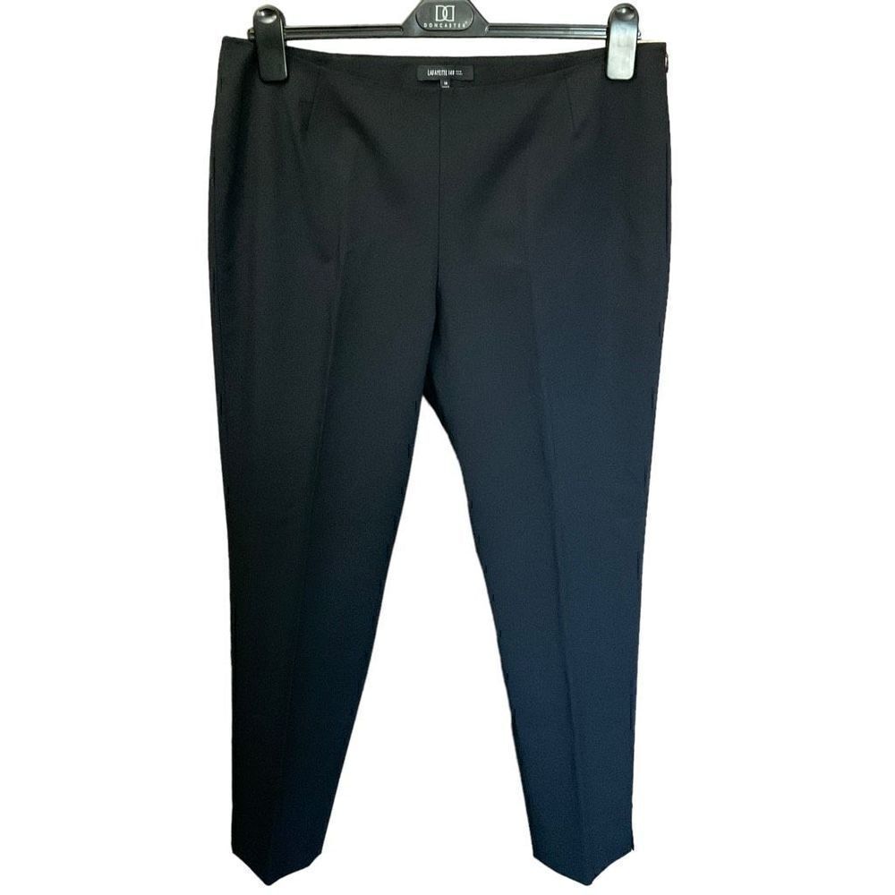 Lafayette 148 Pants Dress Trousers Side Zipper Ankle Slits Black Women Size 14